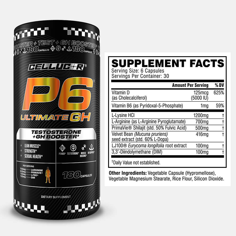 P6 Ultimate GH Supplement Facts label