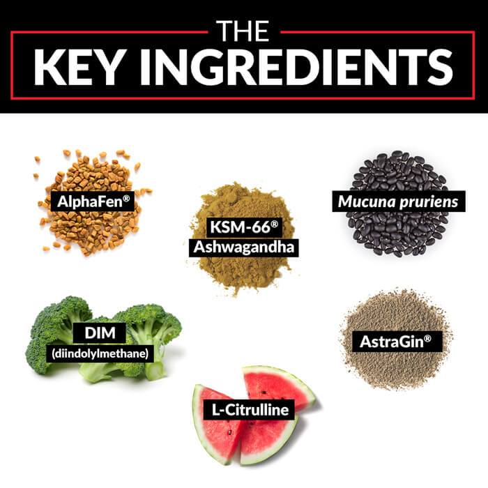 Image showing Alpha king Key ingredients: Alpha fen, KSM-66, Mucuna Pruriens, DIM, L-Citrulline, AstraGin