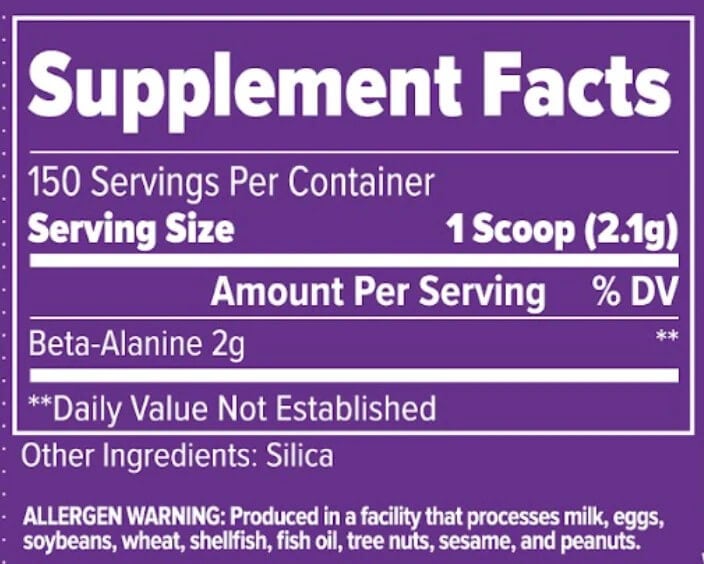 Supplement facts panel
