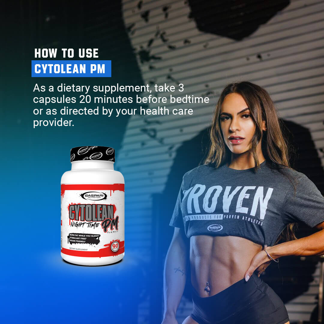 How to use Cytolean PM usage guide suggesting 3 capsules 20 minutes before bedtime
