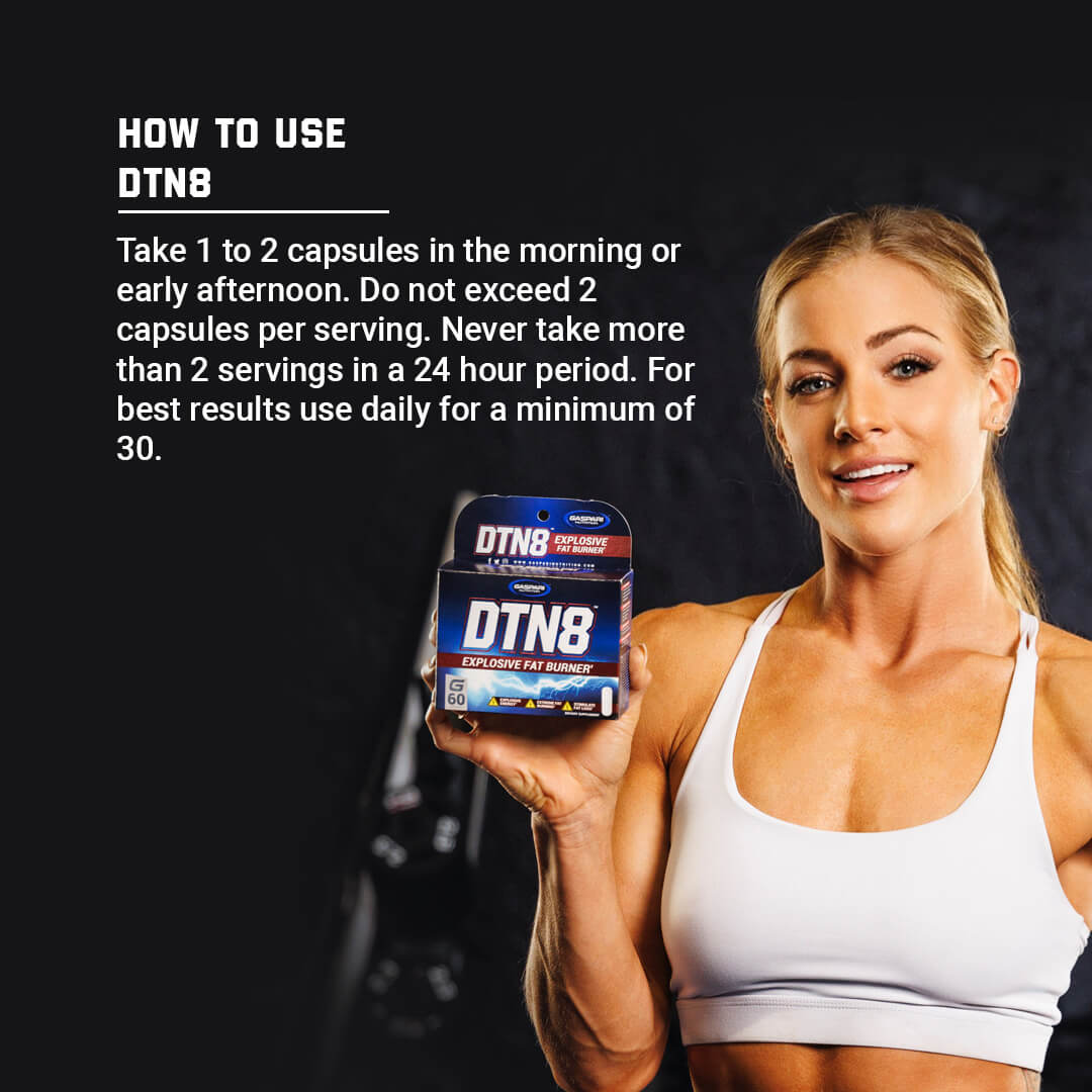 How to use DTN8 usage guide suggesting 1 to 2 capsules in the morning or early afternoon