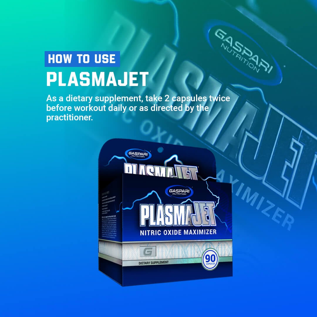 How to use PlasmaJet usage guide suggesting taking 2 capsules twice before workout daily