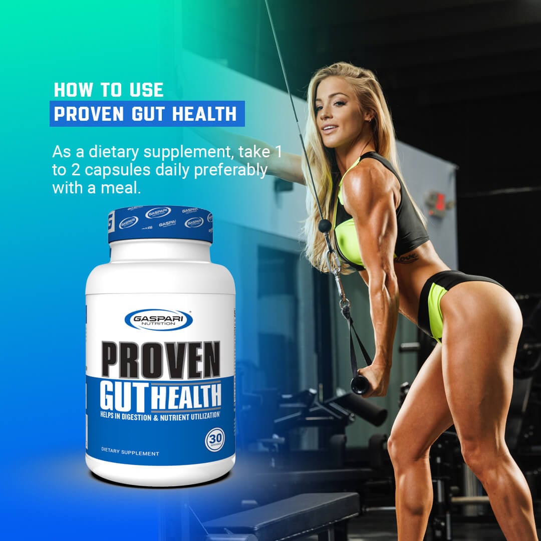 How to use Proven Gut Health usage guide suggesting 1 to 2 capsules daily preferably with a meal