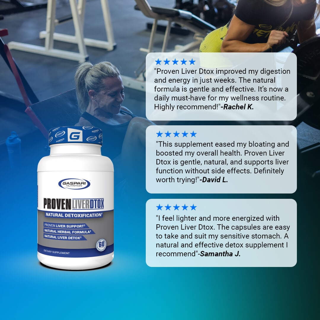 Customer reviews for Proven Liver Dtox praising improved digestion, reduced bloating, and increased energy