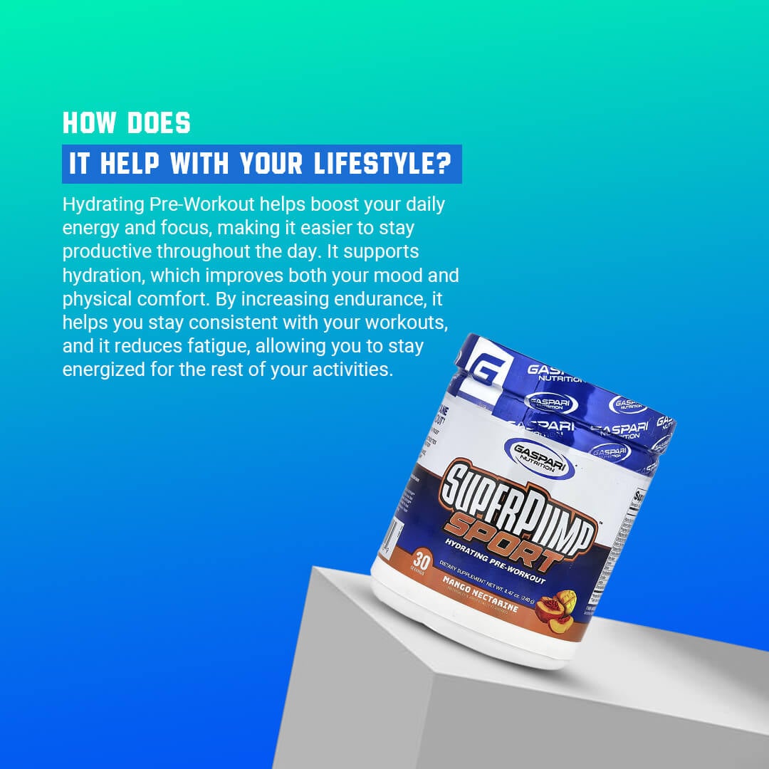 Explanation of how SuperPump Sport helps with lifestyle by boosting daily energy, focus, and hydration for better mood and consistency