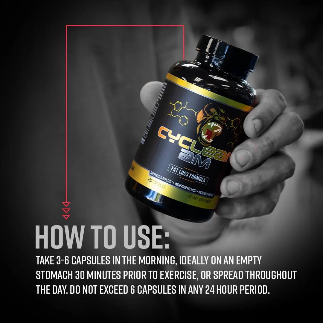 How to use instructions for Cyclean AM, advising one serving in the morning.