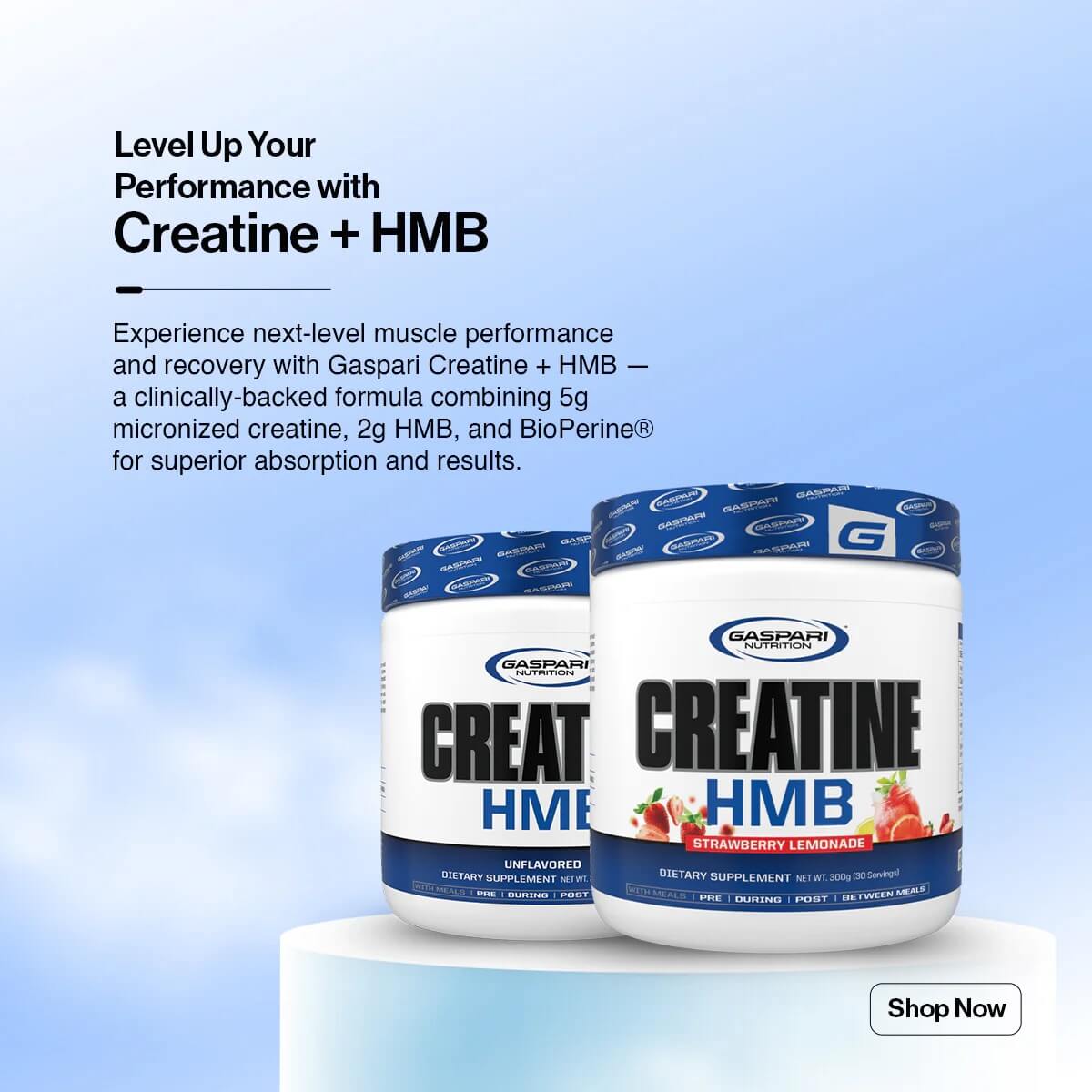 Two bottles of Gaspari Creatine HMB