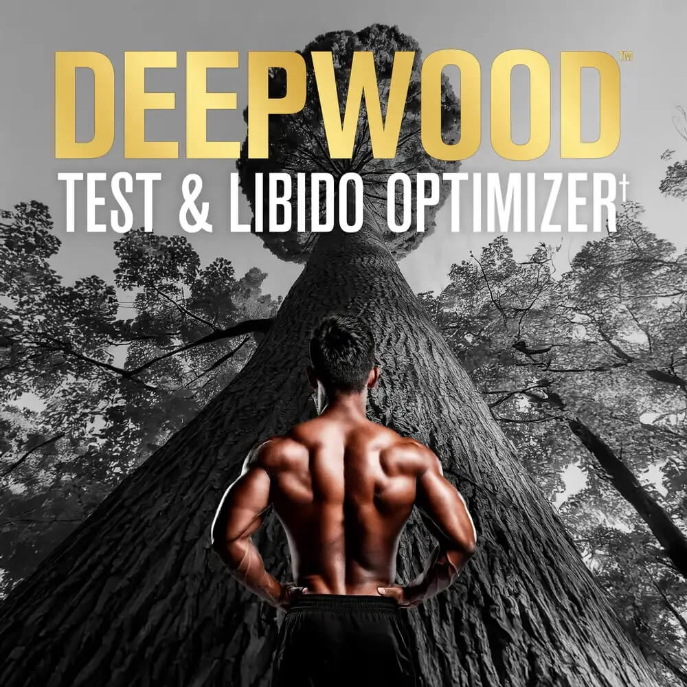 Nitraflex Deep Wood Test and Libido Optimizer bottle in a forest setting