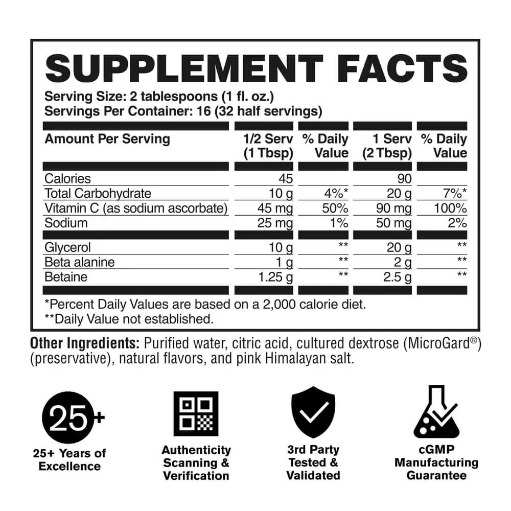 Supplement Facts label for Nitraflex Glycerol showing serving size and ingredient amounts