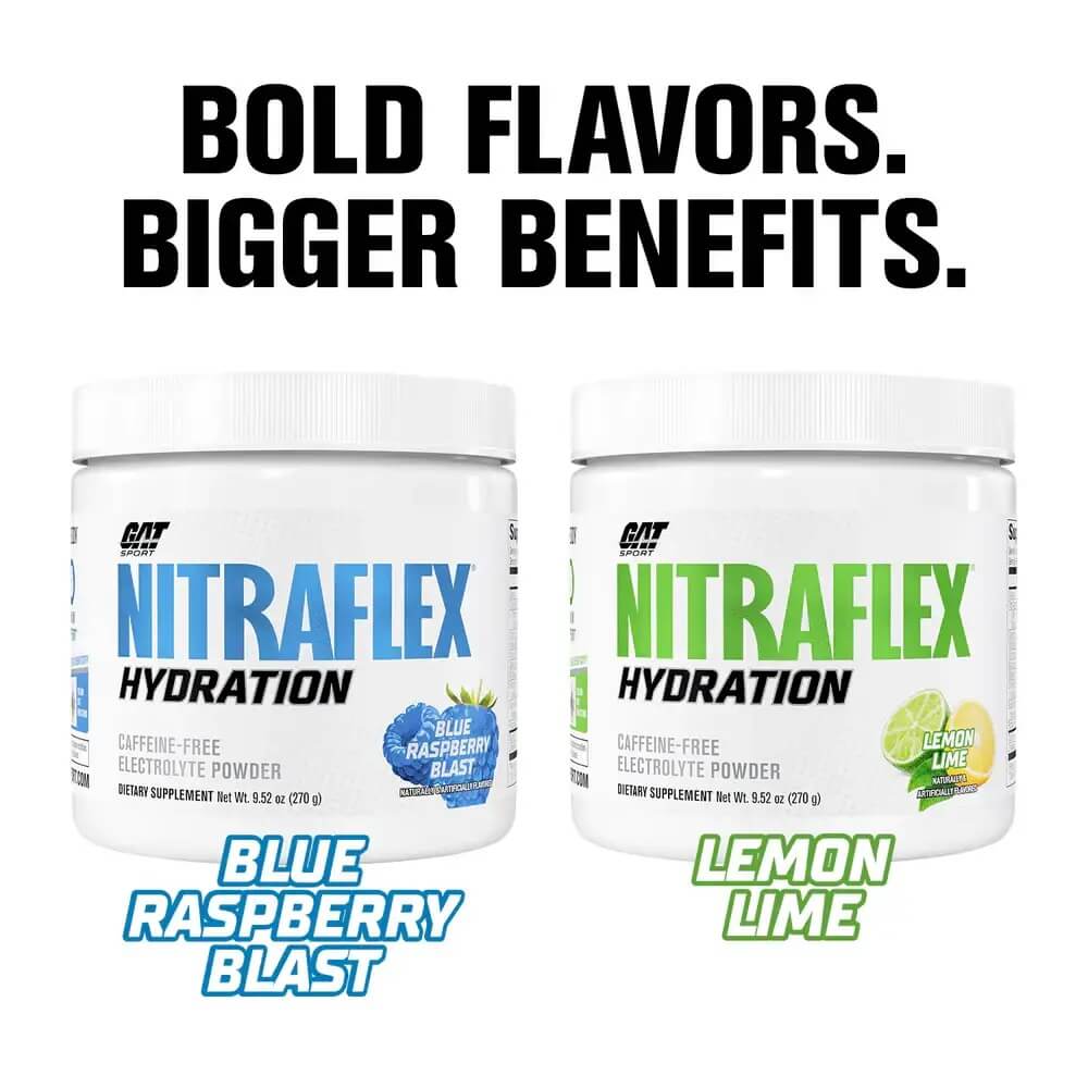 Nitraflex Hydration available in bold flavors like Blue Raspberry Blast and Lemon Lime