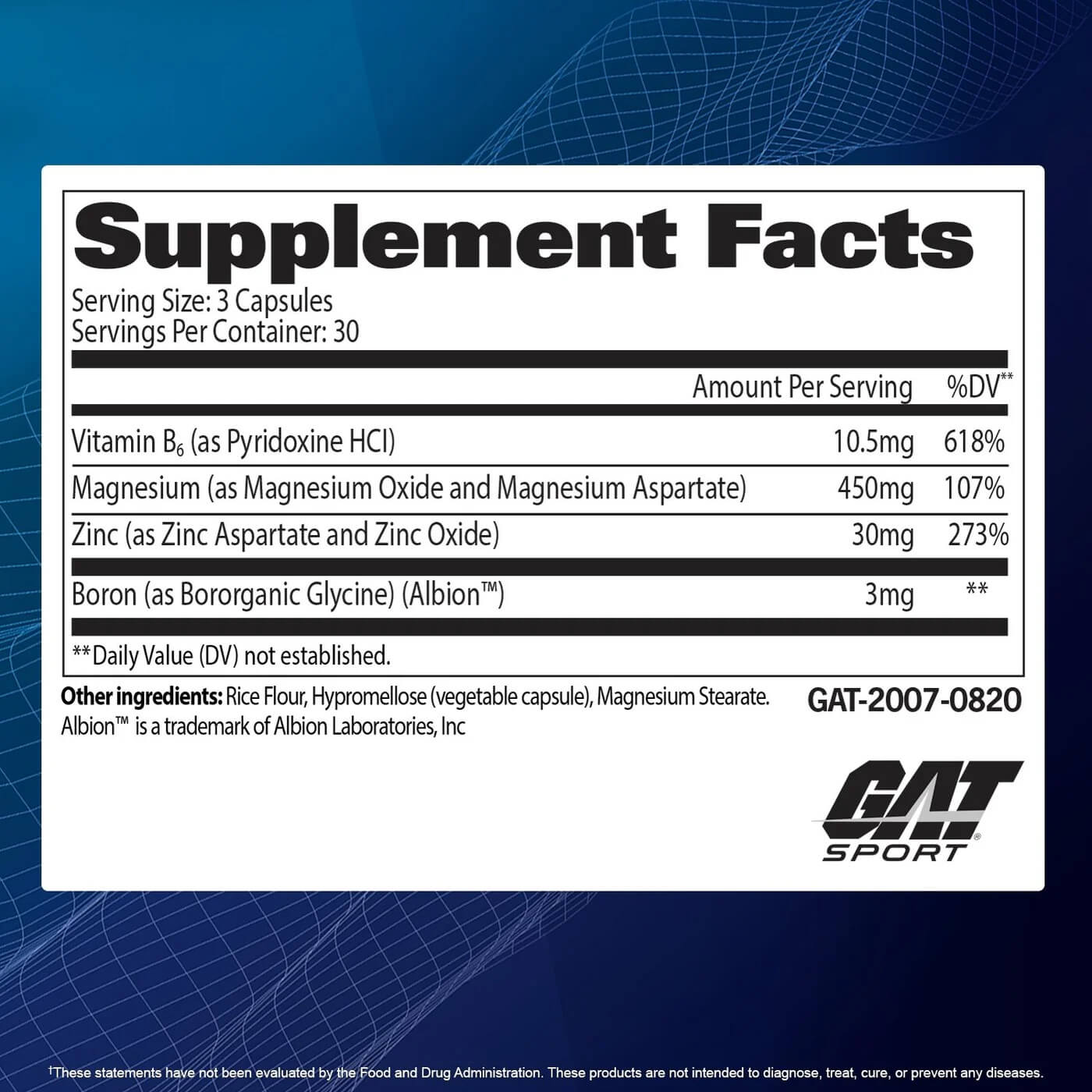 ZMAG-T Supplement Facts label showing Vitamin B6, Magnesium, Zinc, and Boron