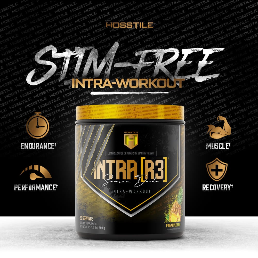 Hosstile Intra R3 stim-free intra-workout Pineapple Splash for endurance and recovery