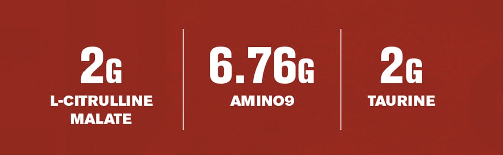 2g l-citrulline malate, 6.76g Amino9, 2g taurine