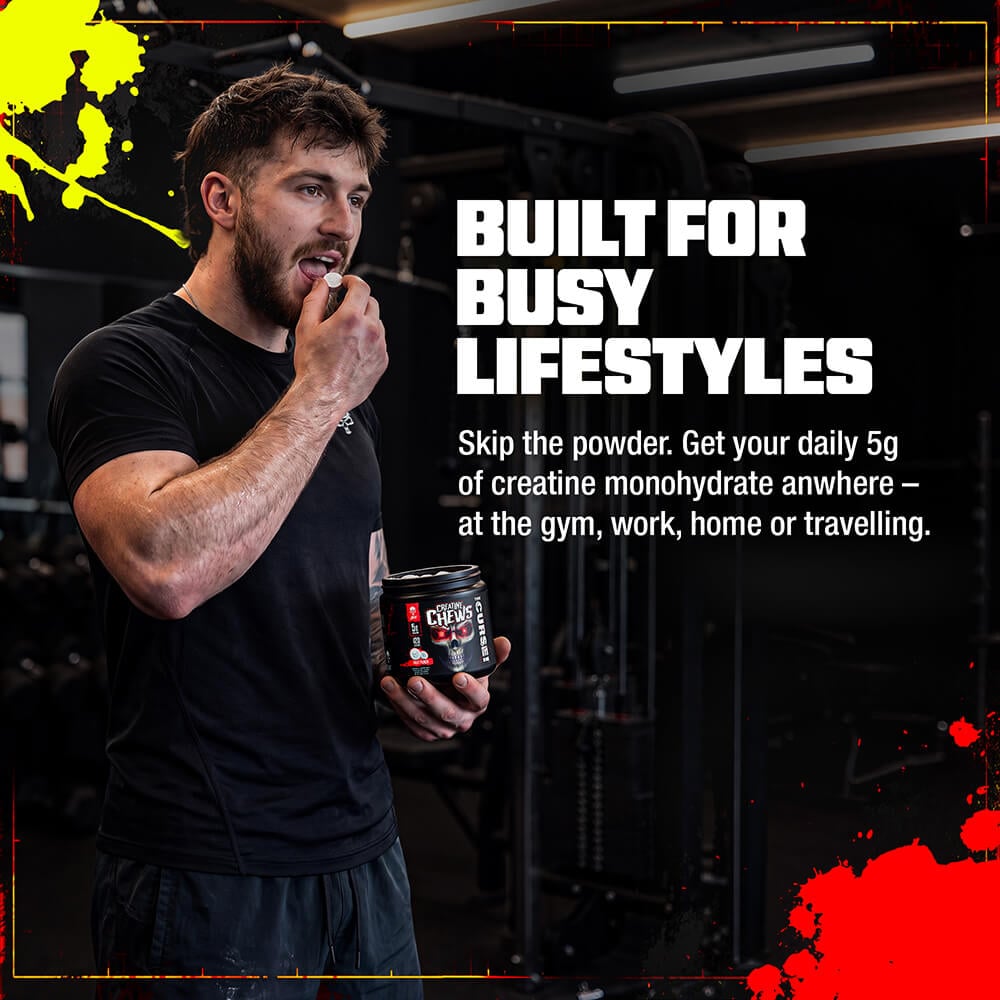 Supplement Facts for The Curse! Creatine Chews showing 5g Creatine Monohydrate per 4 chew serving