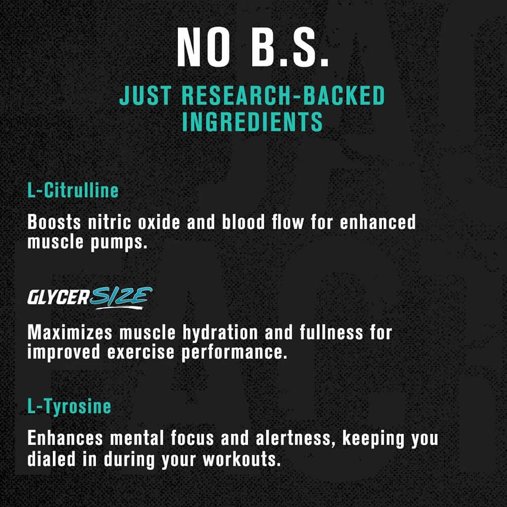 Pump Surge research-backed ingredients including L-Citrulline, GlycerSize, and L-Tyrosine