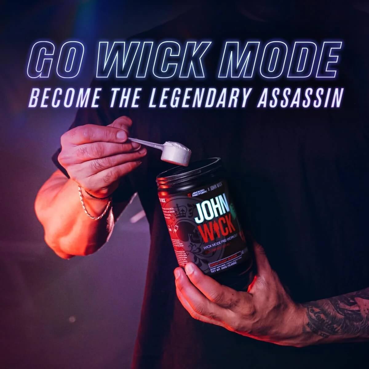 Jacked Factory x John Wick Wick Mode Pre-Workout Go Wick Mode, Become the Legendary Assassin