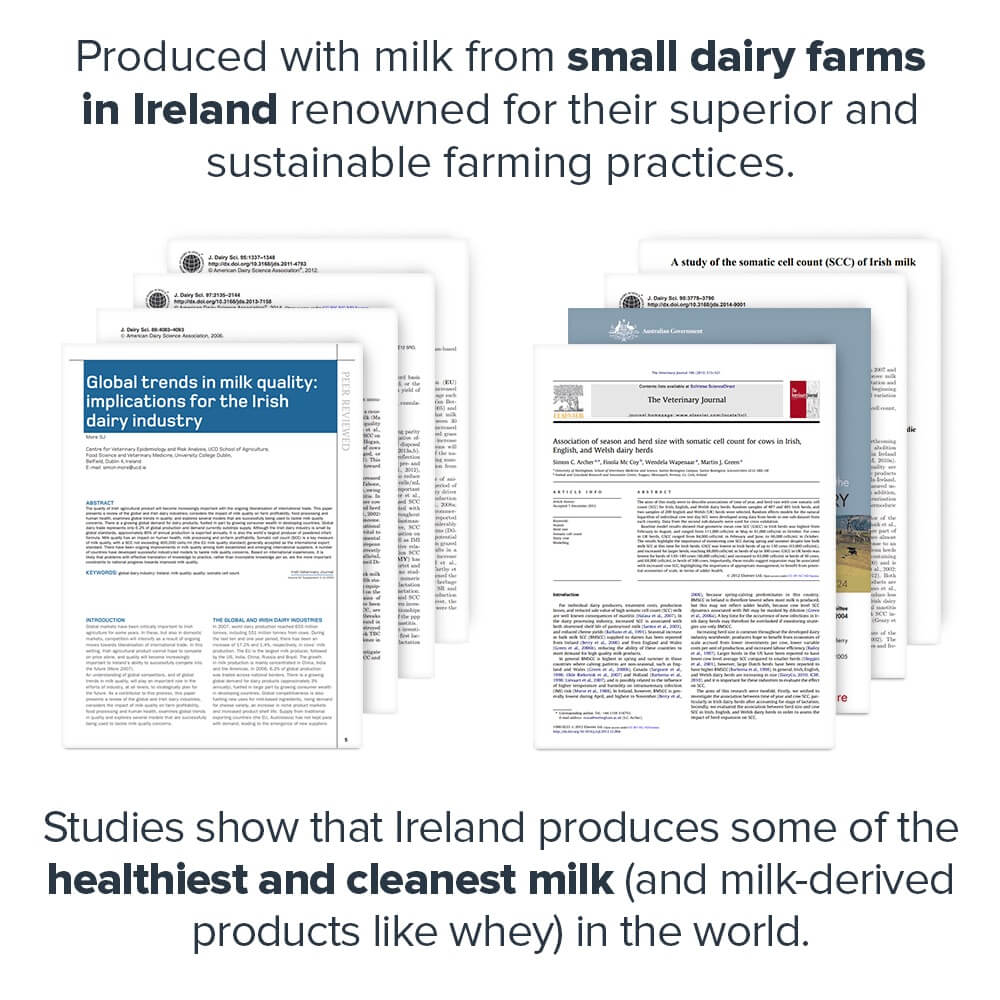 Produced with milk from small dairy farms in Ireland renowned for their superior and sustainable farming practices