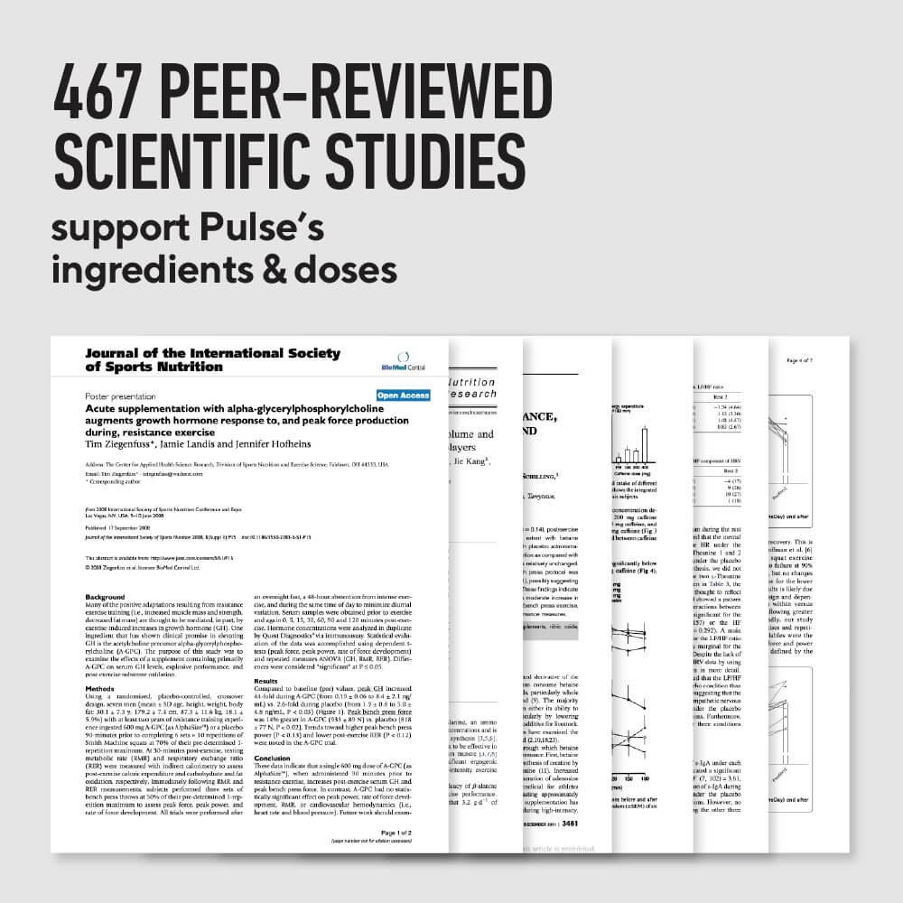 467 peer-reviewed scientific studies support Pulse's ingredients and doses