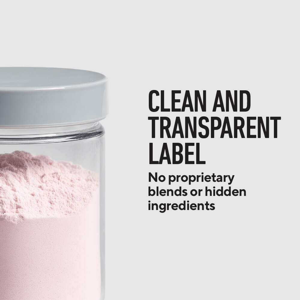 Clean and transparent label with no proprietary blends or hidden ingredients