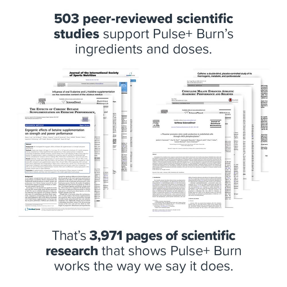 503 peer-reviewed scientific studies support Pulse+ Burn's ingredients and doses