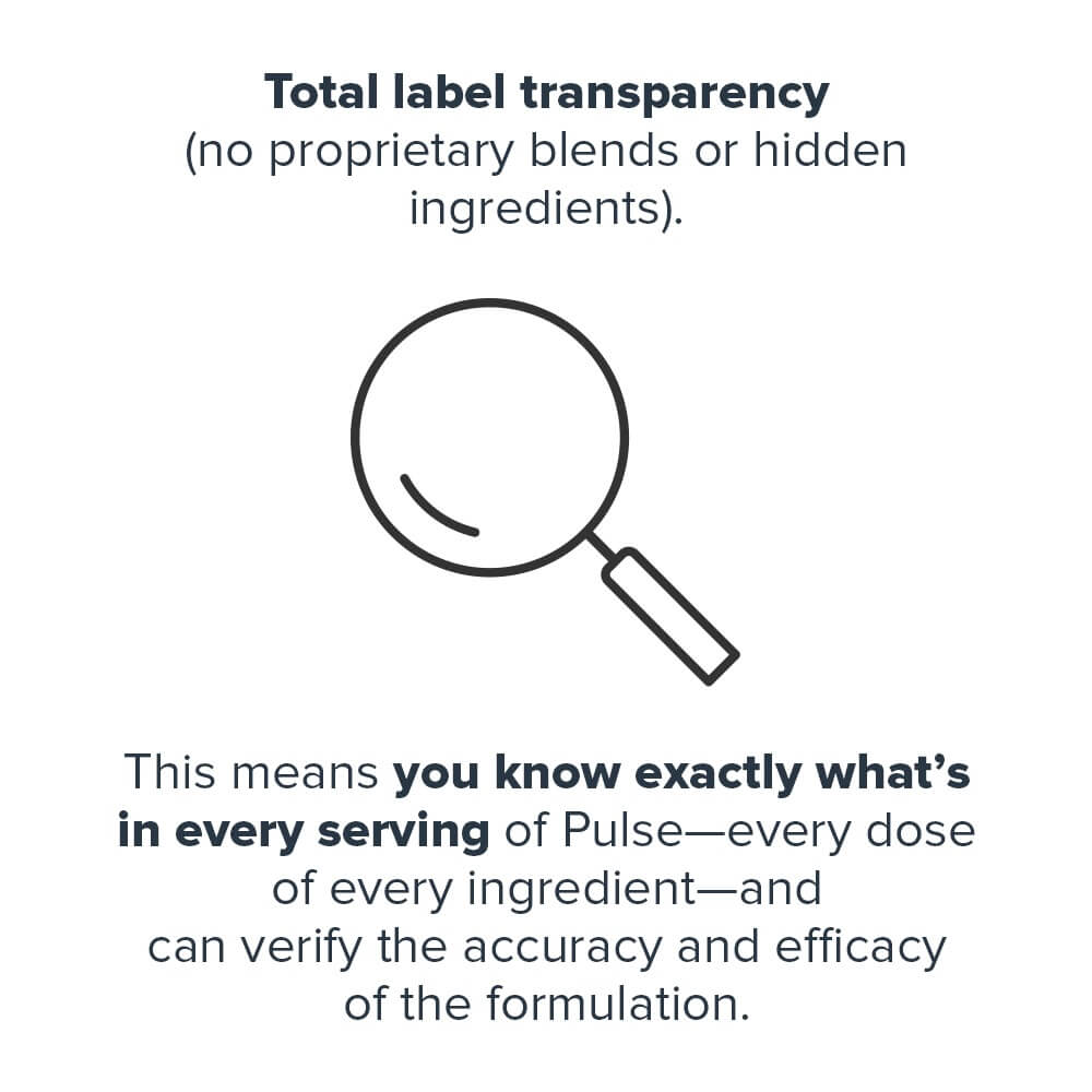 Total label transparency with no proprietary blends or hidden ingredients