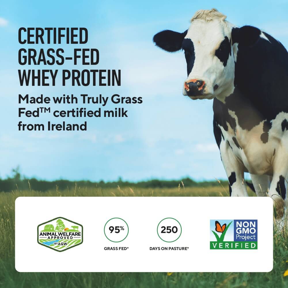 Certified Grass-Fed Whey Protein from Truly Grass-Fed certified milk in Ireland