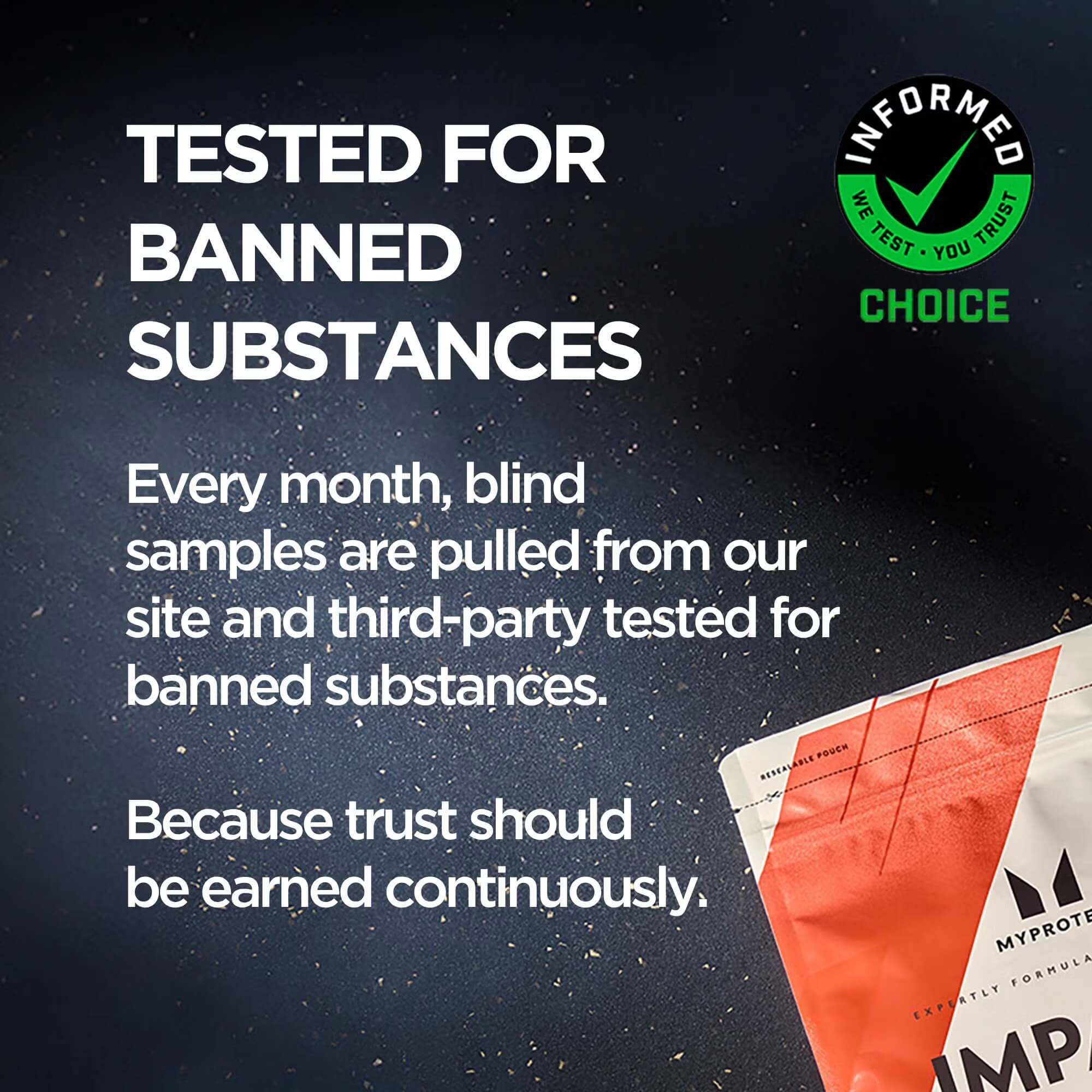 Myprotein Impact Whey Protein Tested for Banned Substances, Informed Choice, Blind Samples Third-Party Tested Every Month