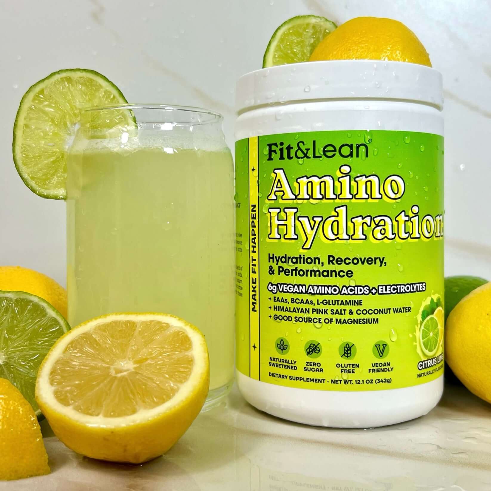 Product container with prepared drink and fresh citrus