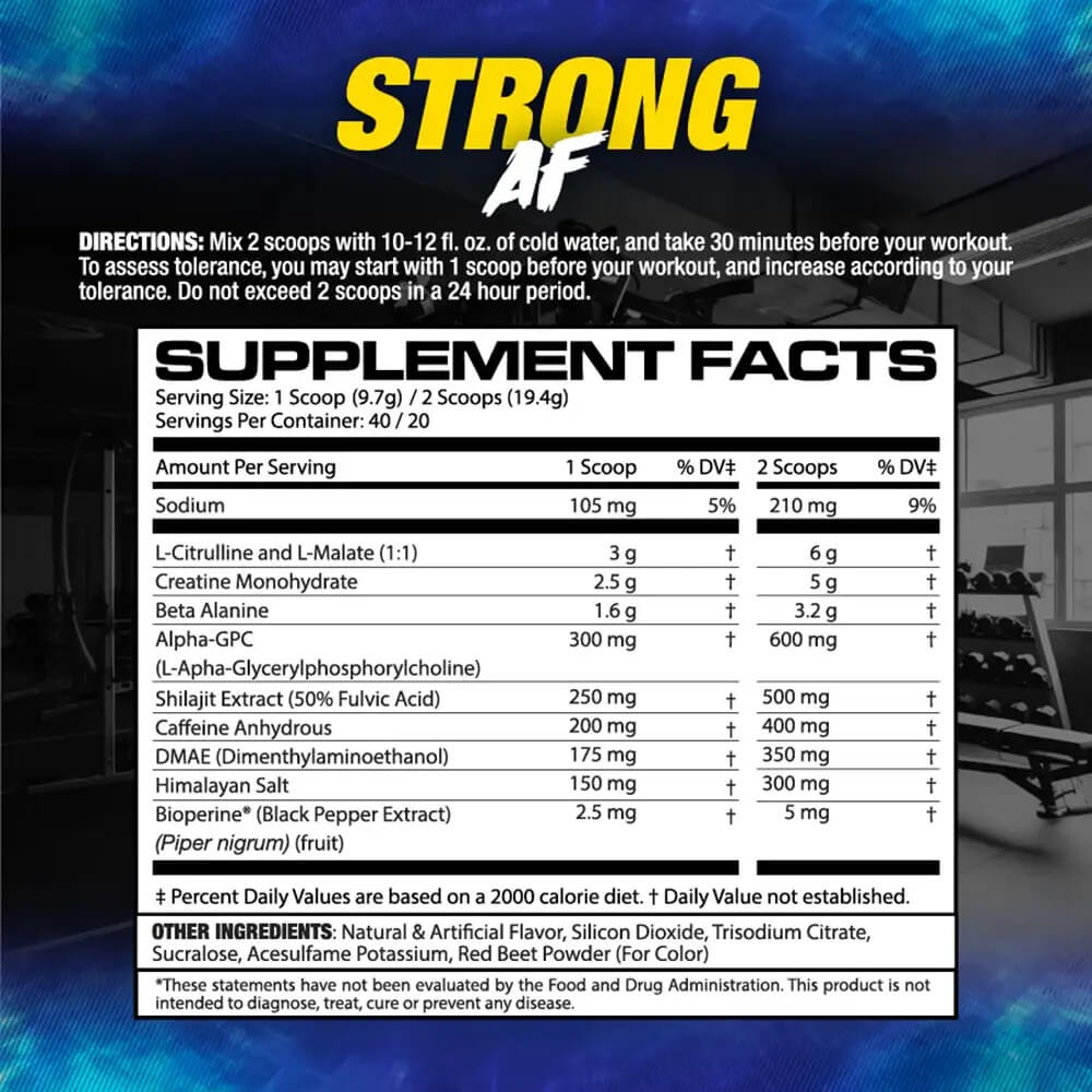 Strong AF Supplement Facts and Directions