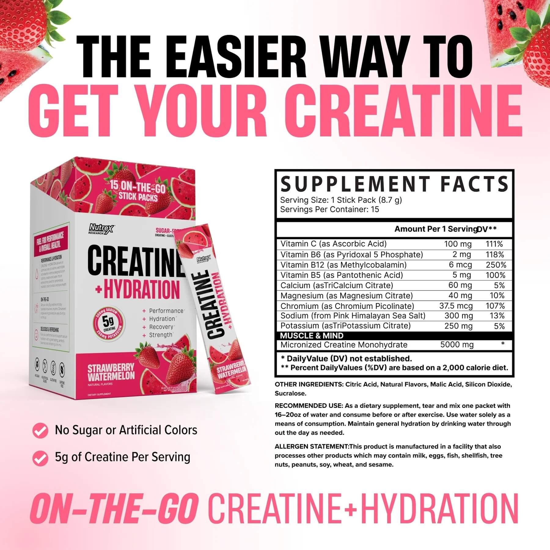The Easier Way To Get Your Creatine showing supplement facts panel