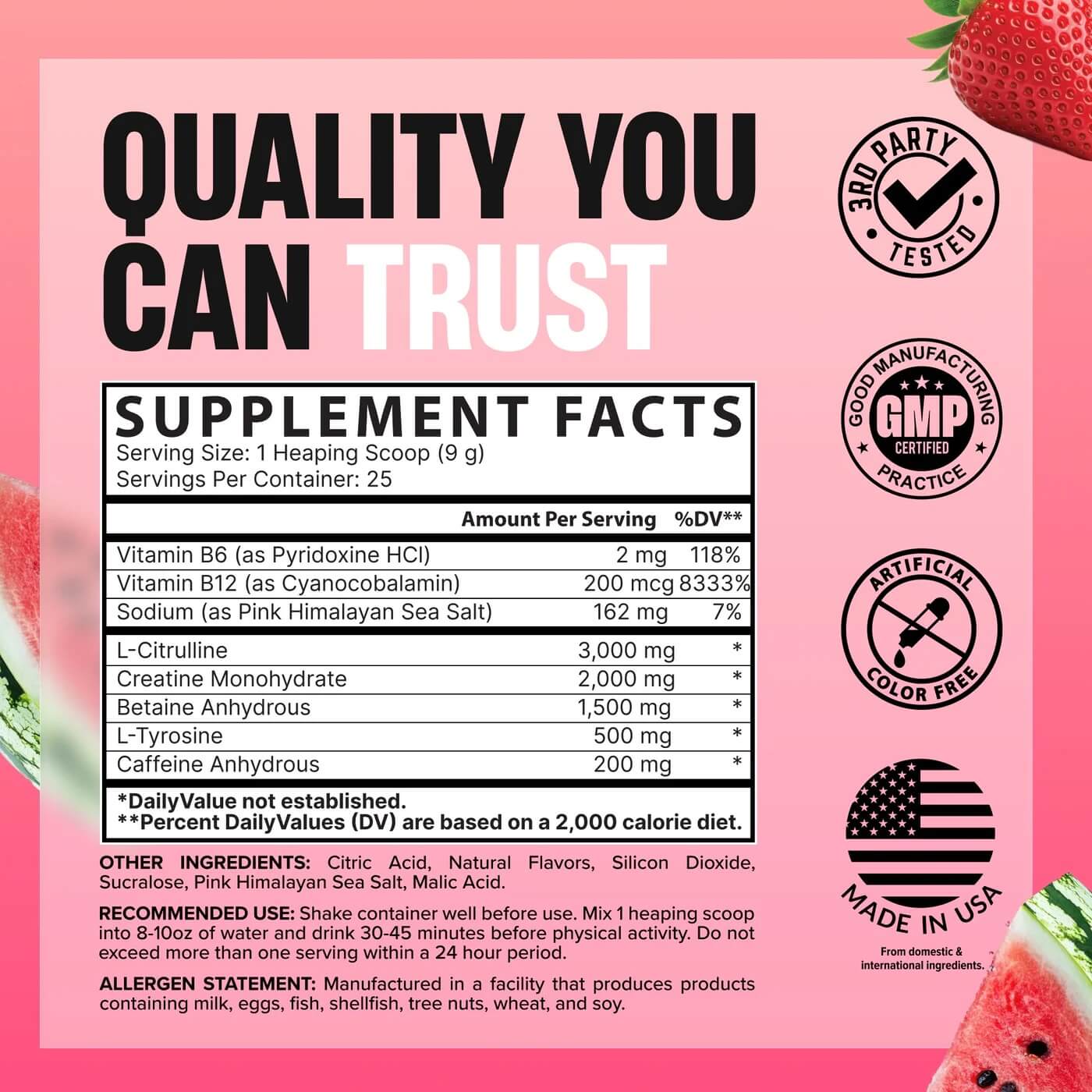 Pre-Workout Essentials Supplement Facts - Quality You Can Trust