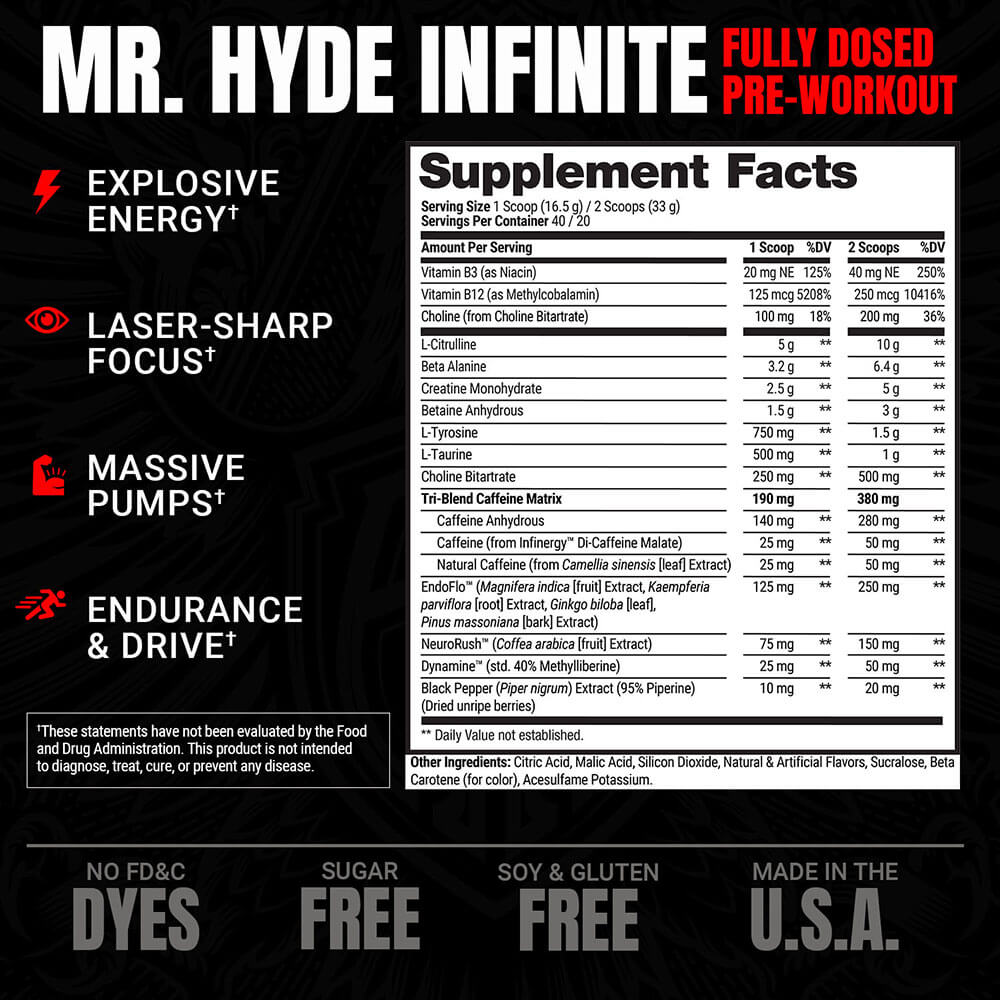 Mr. Hyde Infinite Supplement Facts Panel