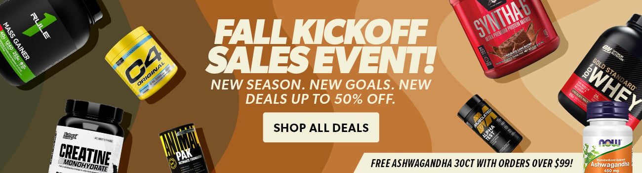 Fall Kickoff Sales Event! New season. New goals. New deals up to 50% off. Get a free Ashwagandha 30ct with orders over $99!